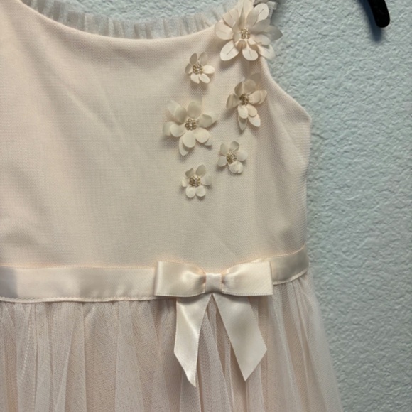 Zenzi Girls' Sleeveless 3D Floral Mesh Hanky Hem Dress In Blush Pink - Picture 2 of 8